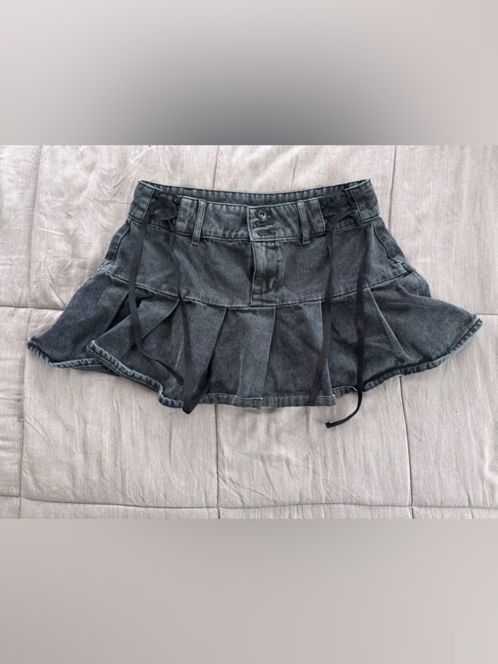 Social Collision Denim Pleated Laced-Up Mini Skirt size Medium